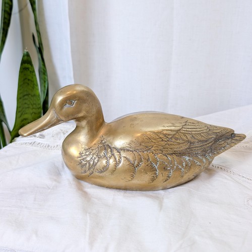 Vintage solid brass - large, duck
