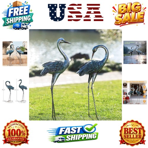 Set metal blue heron - of,