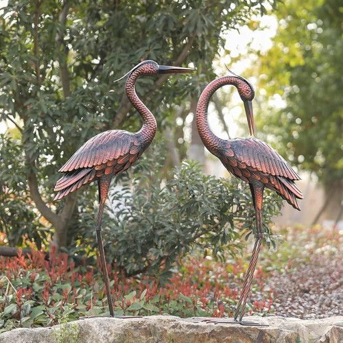 Crane garden sculptures - crane,