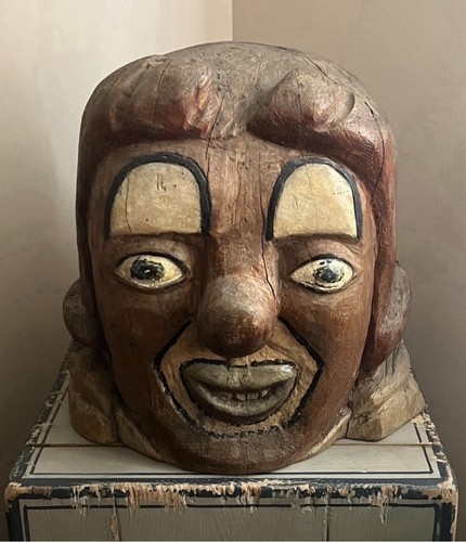 Antique barnum wood clown - pt,